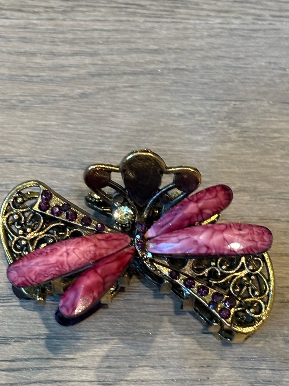 Pink Dragonfly Hair Clip for Women - Decorative Metal Accessory - Picture 7 of 12